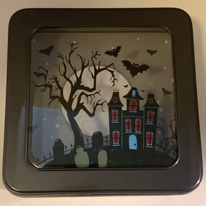 Halloween Collector Tin with See-Through Lid Approx. 7” Square 2 3/4” Height
